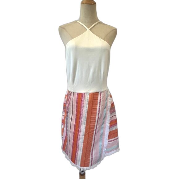 Hutch Anthropologie Kalyn Halter Dress Size 12 Faux Wrap Fringe - Picture 2 of 12